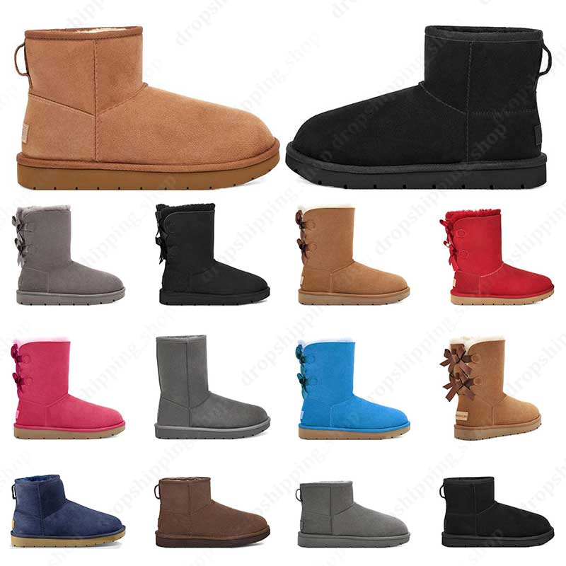 designer boots Outdoor Shoes Australia women booties classic snow boot ankle short bow fur for winter black Chestnut Bowtie Luxurys fashions size 5-10 GAI