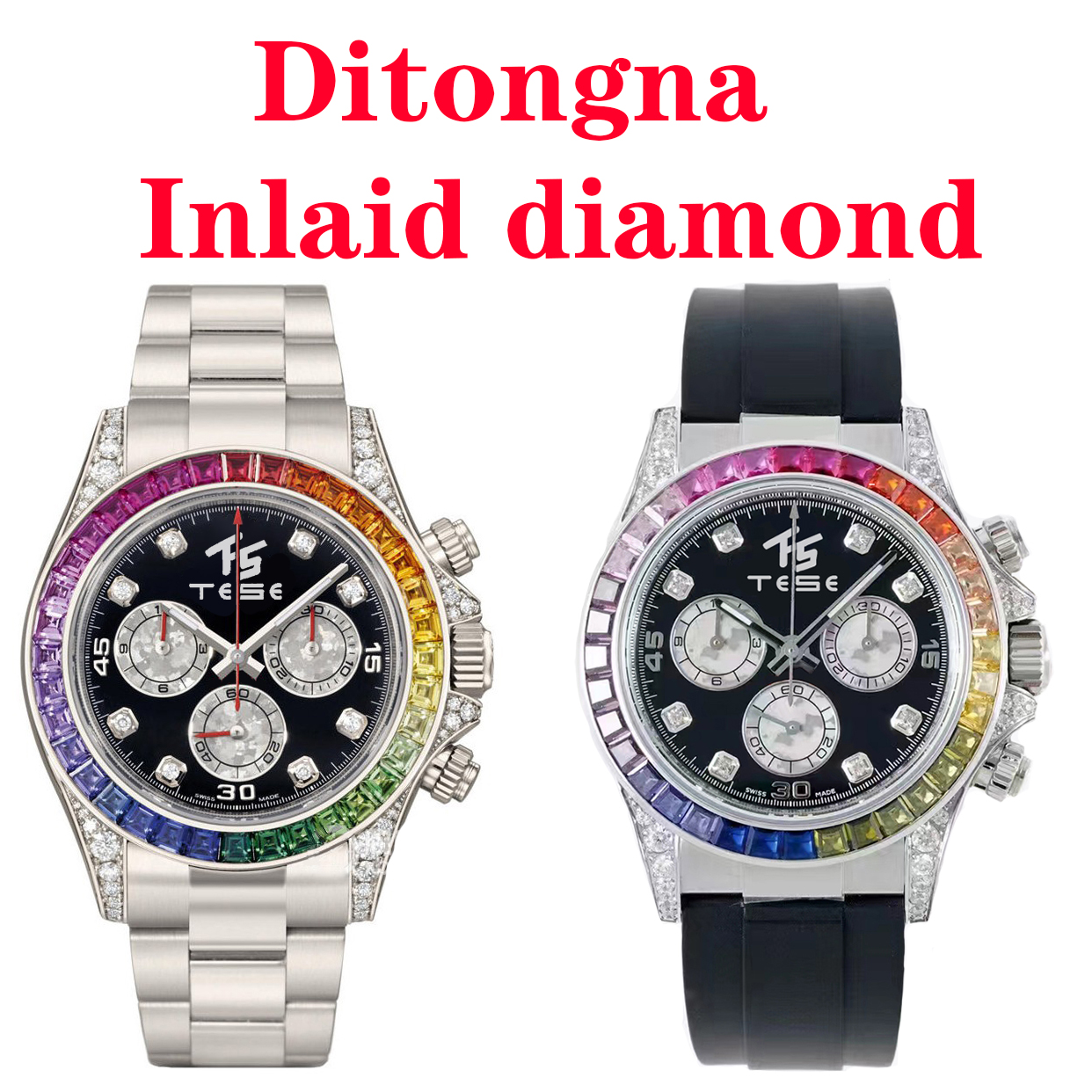 Rainbow Diamond Deluxe Watch Business Mens Sports Time South Africa Drilling 904L Stainless Steel Rubber Men Watch Rose Gold Fashion Automatic Dive Panda Sapphire, As shown
Rainbow Diamond Deluxe Watch Business Mens Sports Time South Africa Drilling 904L Stainless Steel Rubber Men Watch Rose Gold Fashion Automatic Dive Panda Sapphire, As shown