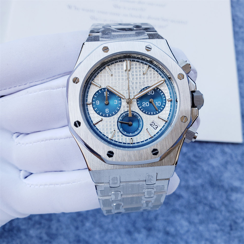 Fashion Silver Gold Men's AP Watches Stainless Steel Material Butterfly Buckle Quartz Watch Dial Diameter 43mm HJ1
Fashion Silver Gold Men's AP Watches Stainless Steel Material Butterfly Buckle Quartz Watch Dial Diameter 43mm HJ1