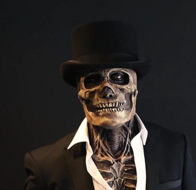 Halloween Horror Mask 3D Reality Full Head Skull Movable Jaw Helmet Skeleton Latex Scary Mask party Masquerade Prop GC1711