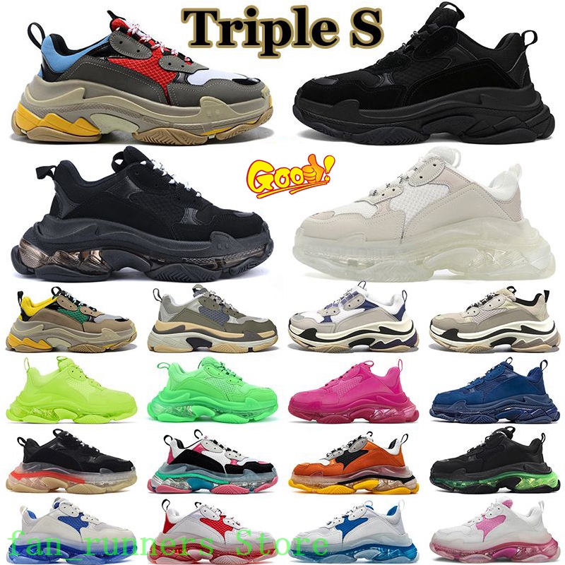 Designer triple s men women casual shoes sneakers platform black white grey red pink blue green Light Tan oreo mens trainers sports shoes