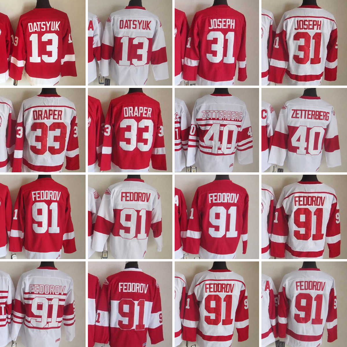 1926-1999 Movie Retro CCM Hockey Jersey Embroidery 91 Sergei Fedorov 13 Pavel Datsyuk 31 Curtis Joseph 33 Kris Draper 40 Henrik Zetterberg Vintage Jerseys, Aspicture
1926-1999 Movie Retro CCM Hockey Jersey Embroidery 91 Sergei Fedorov 13 Pavel Datsyuk 31 Curtis Joseph 33 Kris Draper 40 Henrik Zetterberg Vintage Jerseys, Aspicture