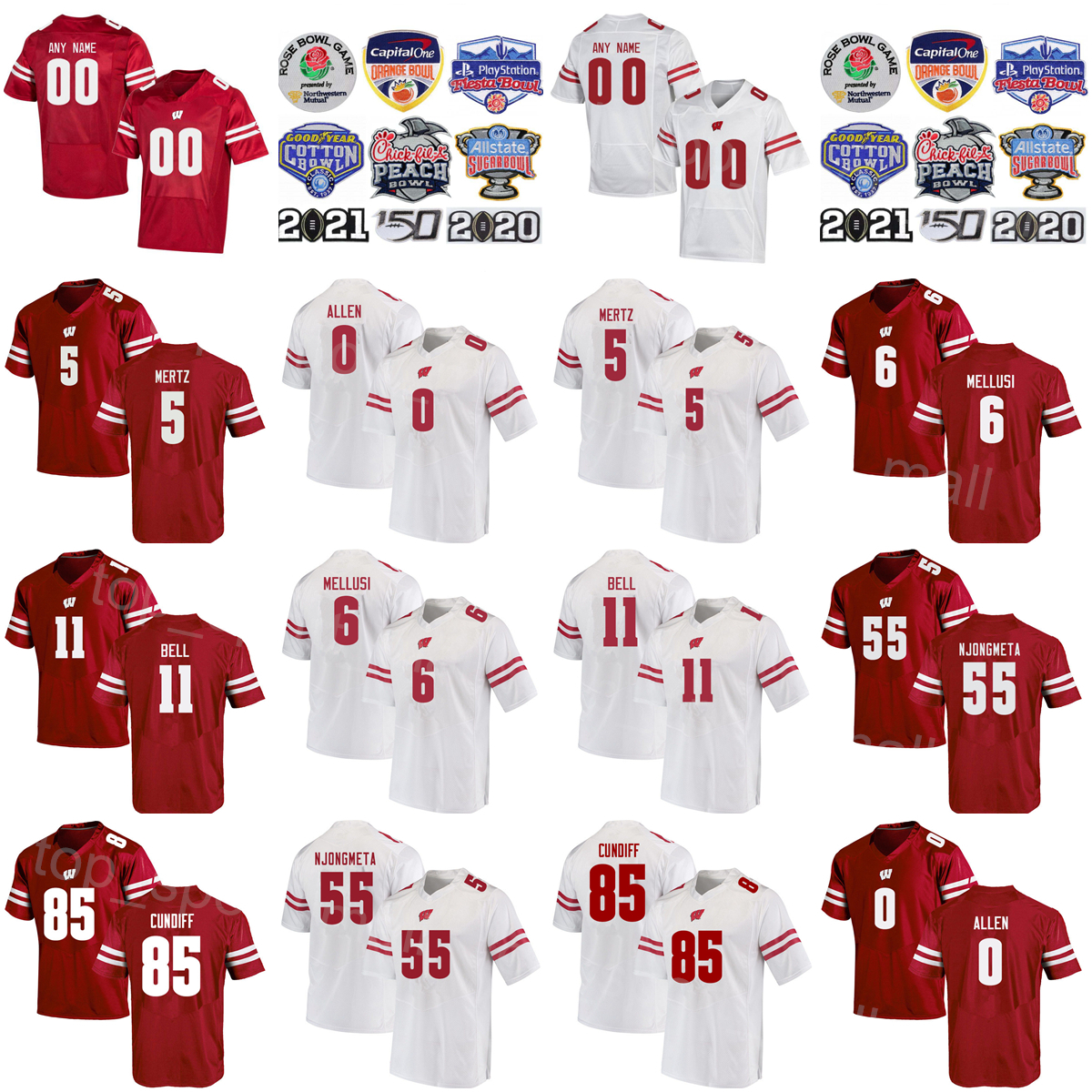 NCAA Football Wisconsin Badgers College Jersey 5 Graham Mertz 0 Braelon Allen 1 Chez Mellusi 11 Skyler Bell 55 Maema Njongmeta 85 Clay Cundiff University Stitched, Red
NCAA Football Wisconsin Badgers College Jersey 5 Graham Mertz 0 Braelon Allen 1 Chez Mellusi 11 Skyler Bell 55 Maema Njongmeta 85 Clay Cundiff University Stitched, Red