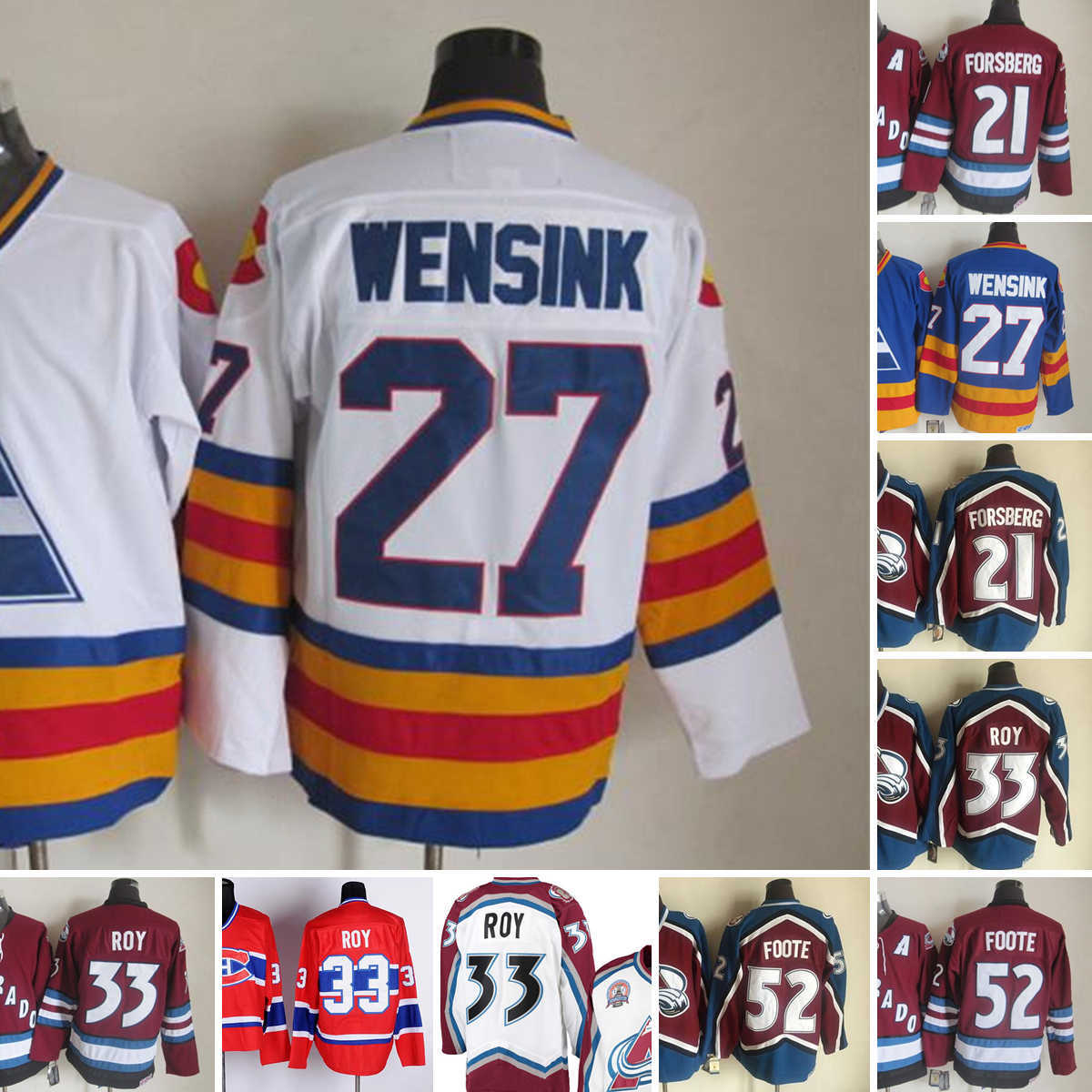 Movie CCM Vintage Ice Hockey 21 Peter Forsberg Jerseys Stitched 27 John Wensink 33 Patrick Roy 52 Adam Foote Jersey Blue Red White Men, Aspicture
Movie CCM Vintage Ice Hockey 21 Peter Forsberg Jerseys Stitched 27 John Wensink 33 Patrick Roy 52 Adam Foote Jersey Blue Red White Men, Aspicture