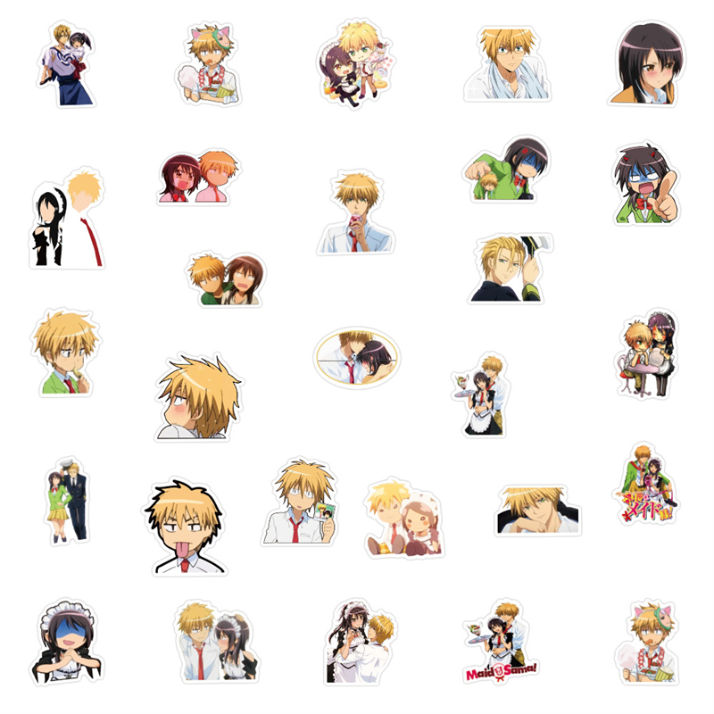 50PCS anime Maid Sama Stickers Ayuzawa Misaki usui takumi Graffiti Kids Toy Skateboard car Motorcycle Bicycle Sticker Decals Wholesale