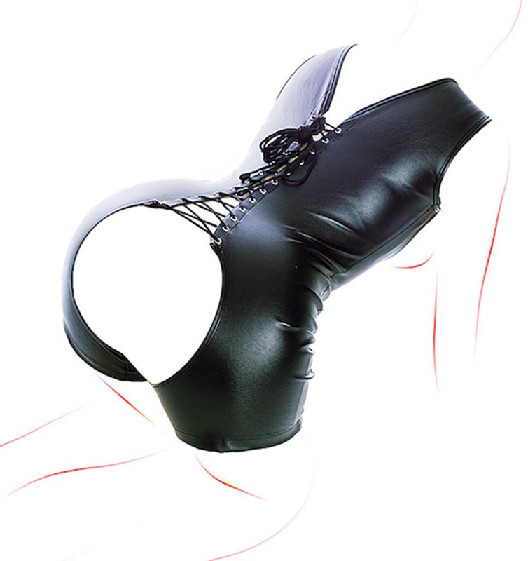 Costume Accessories BDSM Leather And Metal Straitjacket Open Buttom Crotchless Bodysuit Harness Cupless Bra Bondage Set Sex T349H