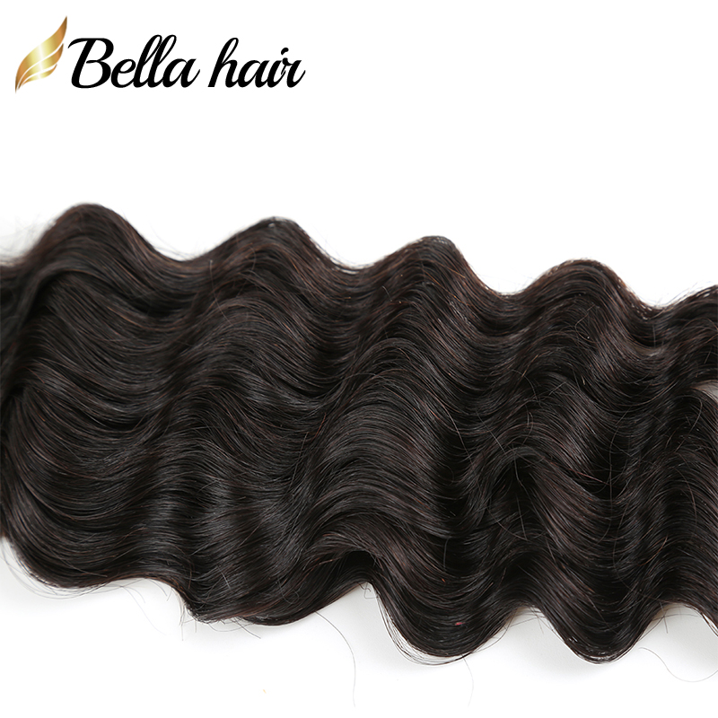 Deep Wave Tape in Hair Extensions Real Human Remy Human Adhesive Tapes Extension 20PCS Thick End 50G Nautral Black PU Hair Extension Bella Hair