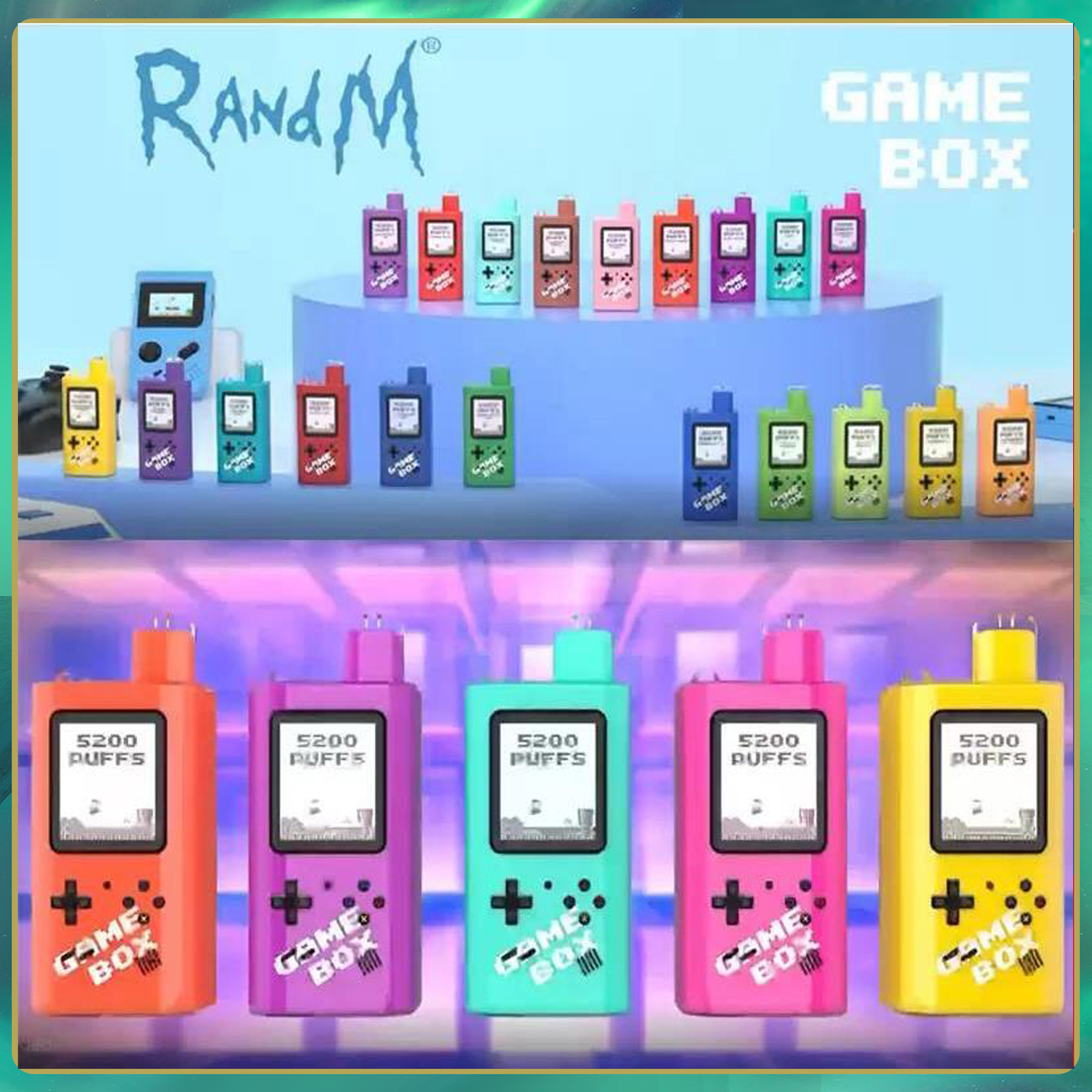 Original RandM Game Box 5200 Puffs Disposable Vape Pen E Cigarettes 850Mah Rechargeable Mesh Coil Hey Guys Kit 12Ml 20 Colors Available
Original RandM Game Box 5200 Puffs Disposable Vape Pen E Cigarettes 850Mah Rechargeable Mesh Coil Hey Guys Kit 12Ml 20 Colors Available
