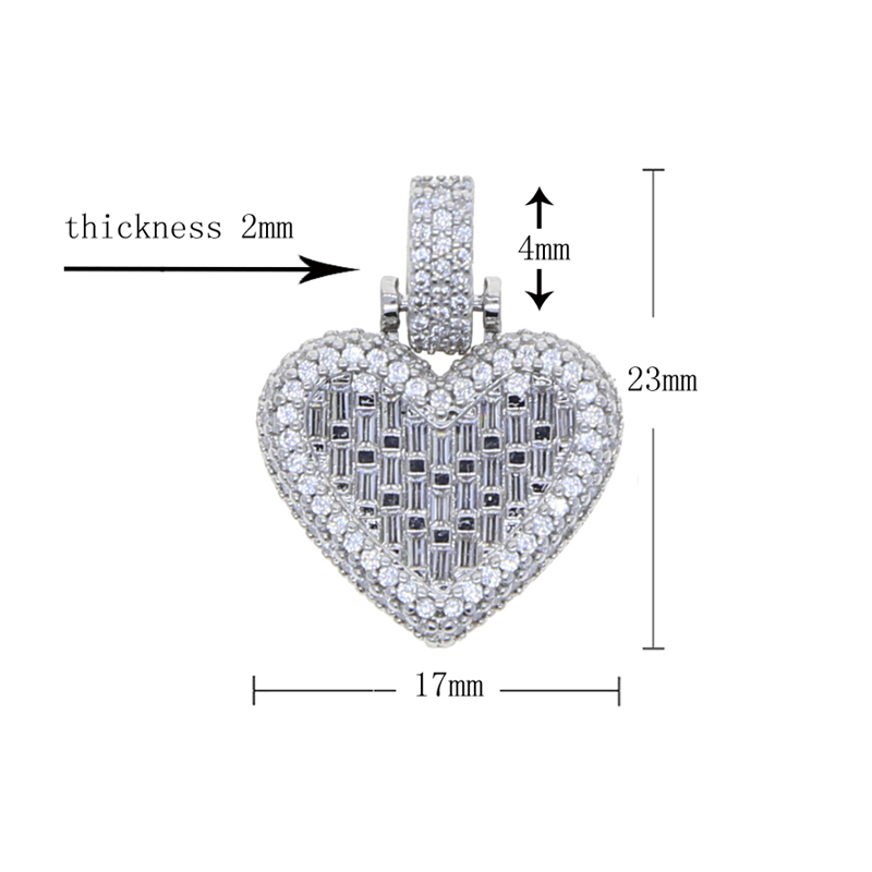 Iced Out Bling 5A CZ Heart pendant crystal Tennis Chain Fashion Necklace jewelry for women lady wedding party drop ship