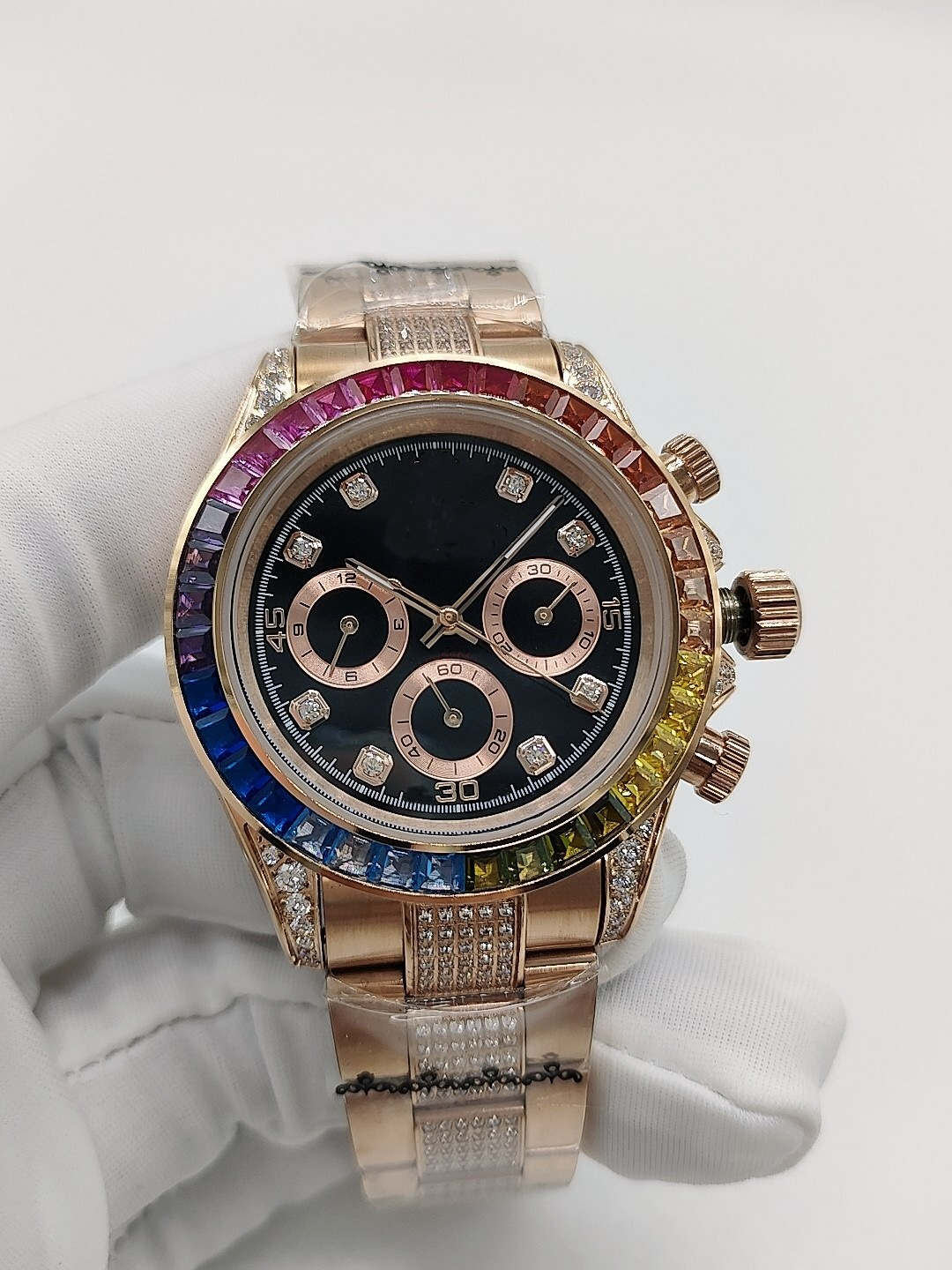 Fashion Diamond Bezel Mens Watches Rose Gold Stainless Steel Strap Automatic Mechanical Movement Watches Men's Wristwatches Sports Designer Man Wristwatch, Waterproof
Fashion Diamond Bezel Mens Watches Rose Gold Stainless Steel Strap Automatic Mechanical Movement Watches Men's Wristwatches Sports Designer Man Wristwatch, Waterproof