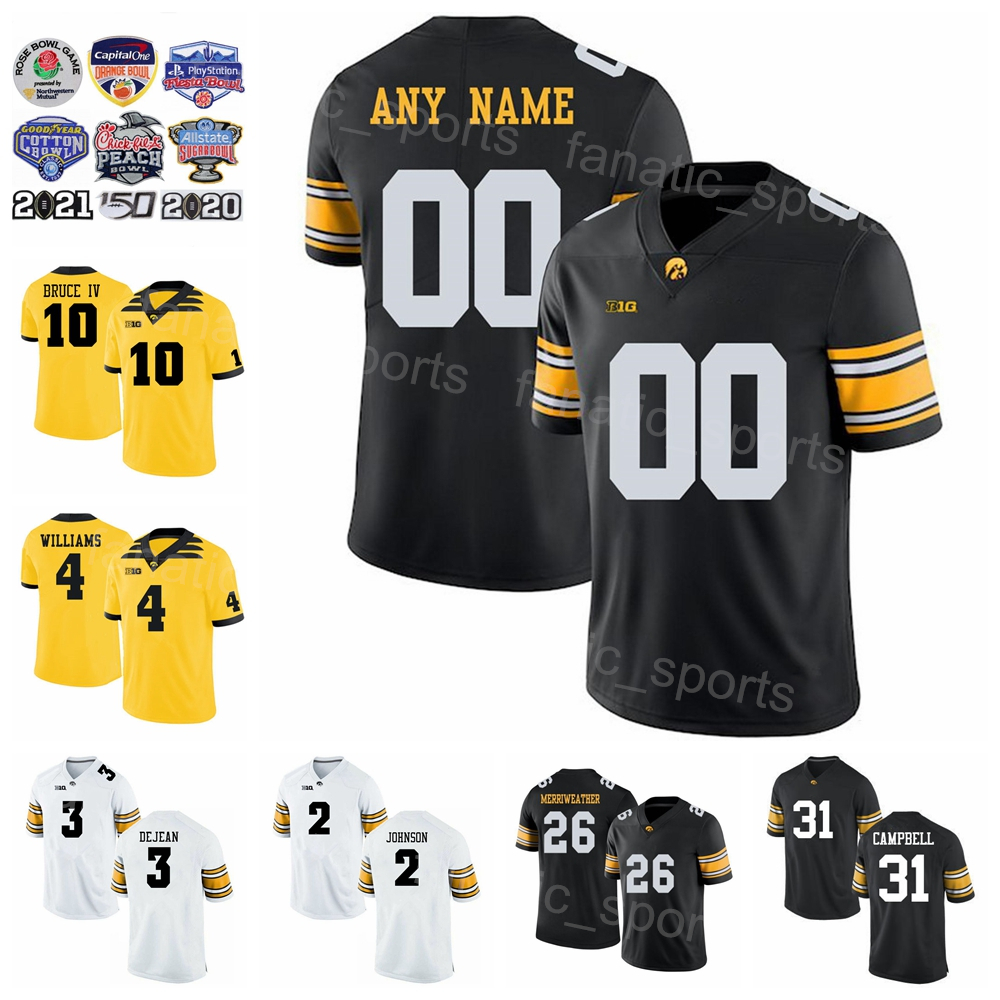 NCAA Football College Iowa Hawkeyes 10 Arland Bruce IV Jersey 31 Jack Campbell 3 Cooper DeJean 26 Kaevon Merriweather 2 Kaleb Johnson 4 Leshon Williams For Sport Fans