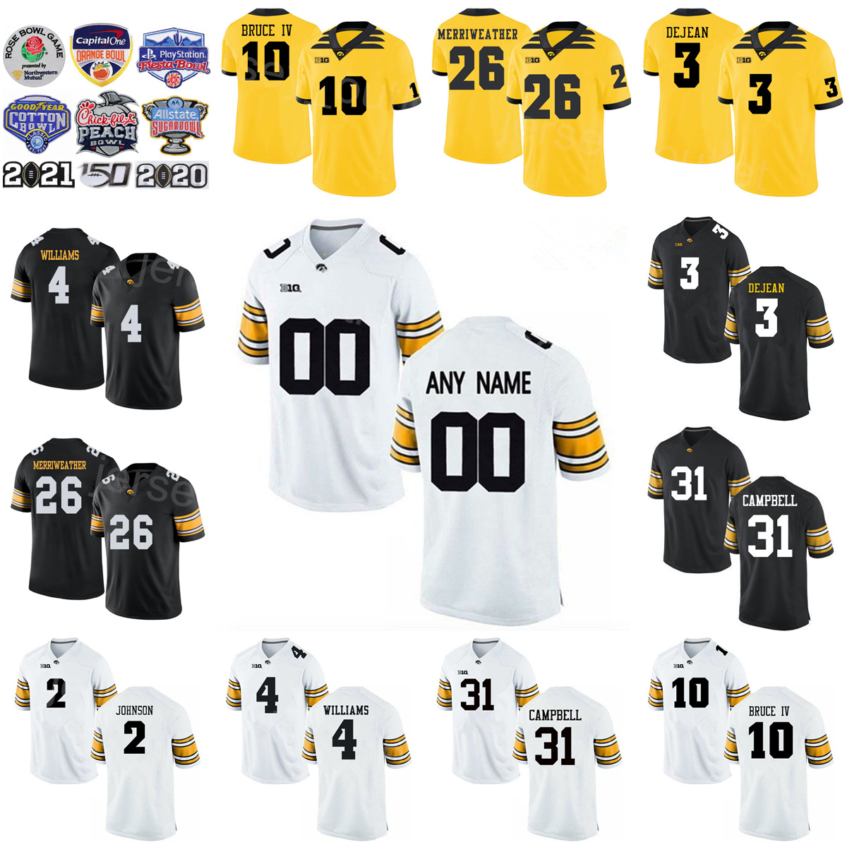 NCAA University Football 3 Cooper DeJean Jersey Iowa Hawkeyes College 26 Kaevon Merriweather 2 Kaleb Johnson 4 Leshon Williams 10 Arland Bruce IV 31 Jack Campbell, Yellow
NCAA University Football 3 Cooper DeJean Jersey Iowa Hawkeyes College 26 Kaevon Merriweather 2 Kaleb Johnson 4 Leshon Williams 10 Arland Bruce IV 31 Jack Campbell, Yellow