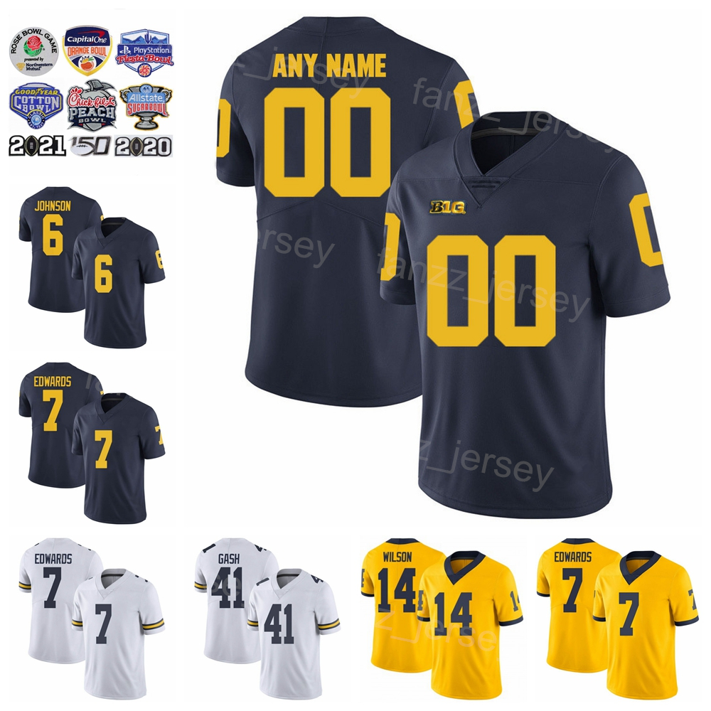 NCAA Football College Michigan Wolverines Jersey 7 Donovan Edwards 41 Isaiah Gash 14 Roman Wilson 6 Cornelius Johnson 25 Junior Colson 23 CJ Stokes Blue White Yellow
NCAA Football College Michigan Wolverines Jersey 7 Donovan Edwards 41 Isaiah Gash 14 Roman Wilson 6 Cornelius Johnson 25 Junior Colson 23 CJ Stokes Blue White Yellow