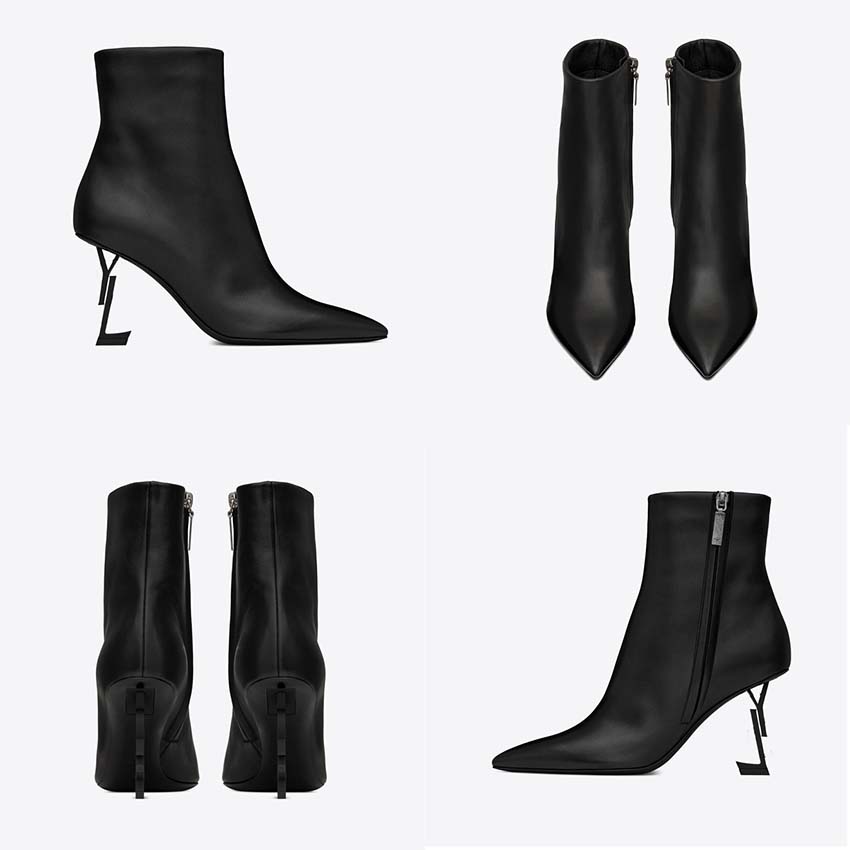 

Boots Black Ankle Biker chunky platform flats combat Boots low heel lace-up booties leather chains logo buckle women luxury designers shoes factory Footwear-1, # box