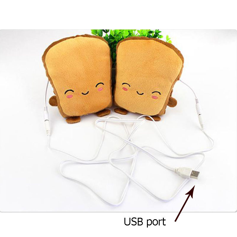 Other Home Garden USB Cute Hand Warmers Gloves for Typing Warmer Heated Gloves for Women Fingerless Cute Toast Shape Winter Gloves6644977