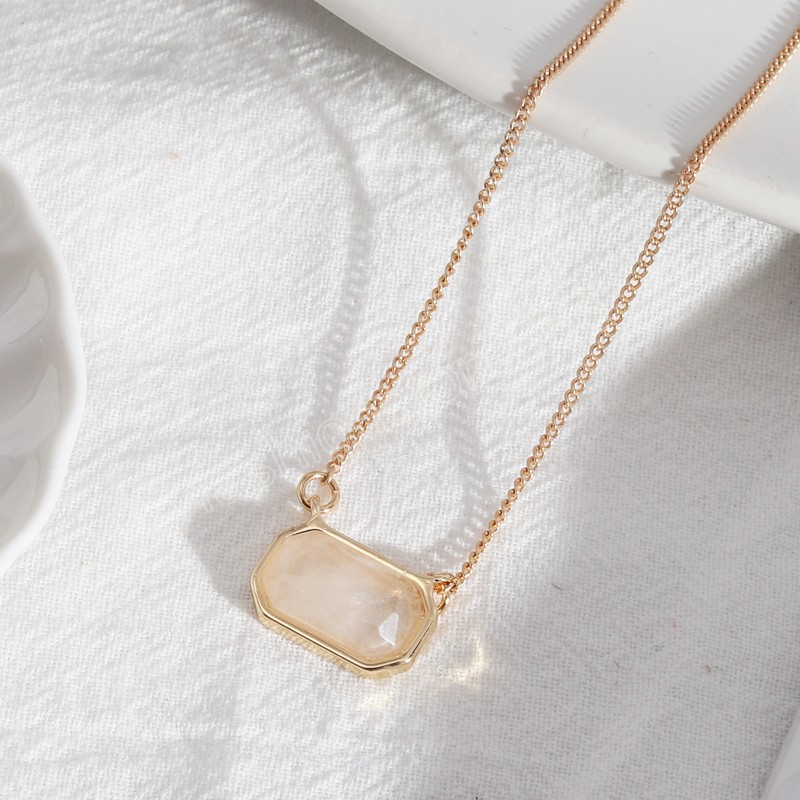 Sweet Candy Color Ins Style Natural Stone Pendant 18K Gold Plated Necklace for Women Gift