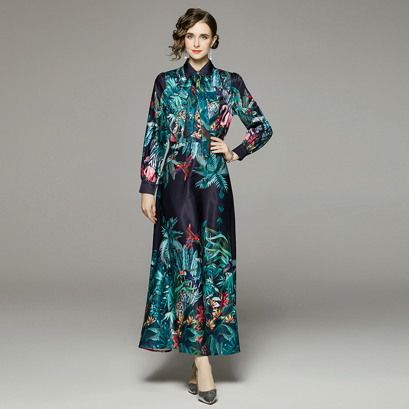 2022 Runway Printed Long Sleeve Maxi Dress Women Designer Shirt Collar Button Elegant Dresses For Ladies Slim Sash A-Line Casual Office Party Prom Robes Clothes, Green
2022 Runway Printed Long Sleeve Maxi Dress Women Designer Shirt Collar Button Elegant Dresses For Ladies Slim Sash A-Line Casual Office Party Prom Robes Clothes, Green