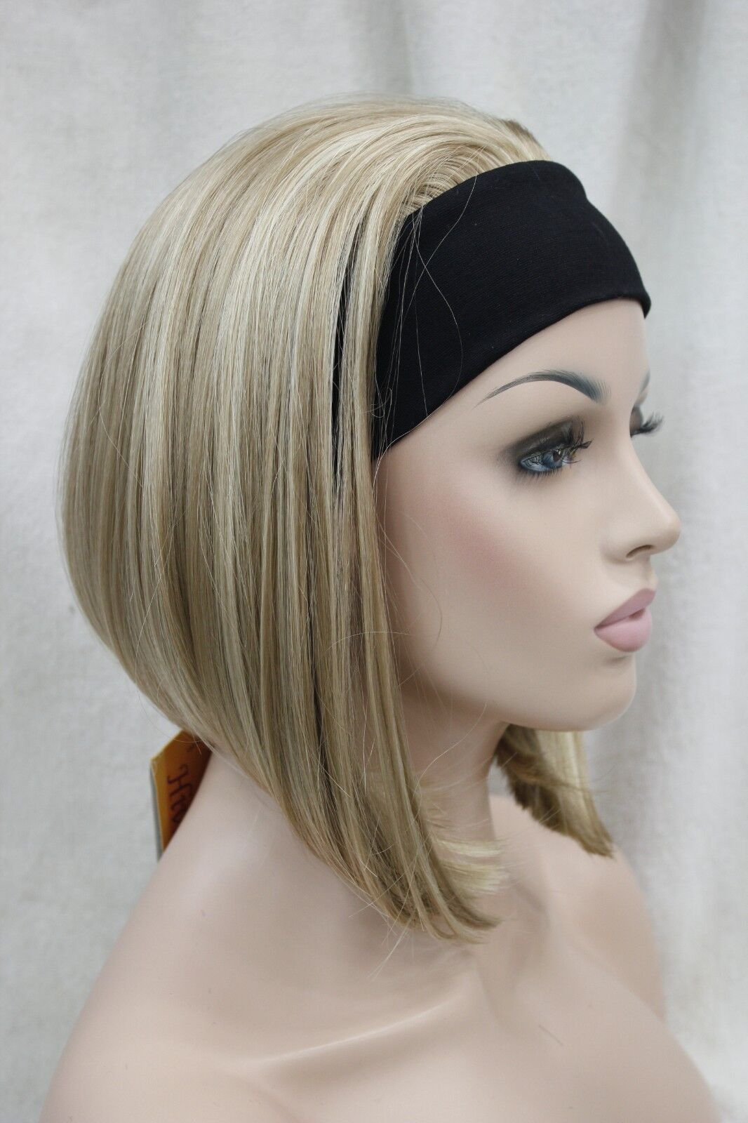 Cute BOB 3/4 wig with headband blonde mix straight women's short half hair wigs, Customize
Cute BOB 3/4 wig with headband blonde mix straight women's short half hair wigs, Customize