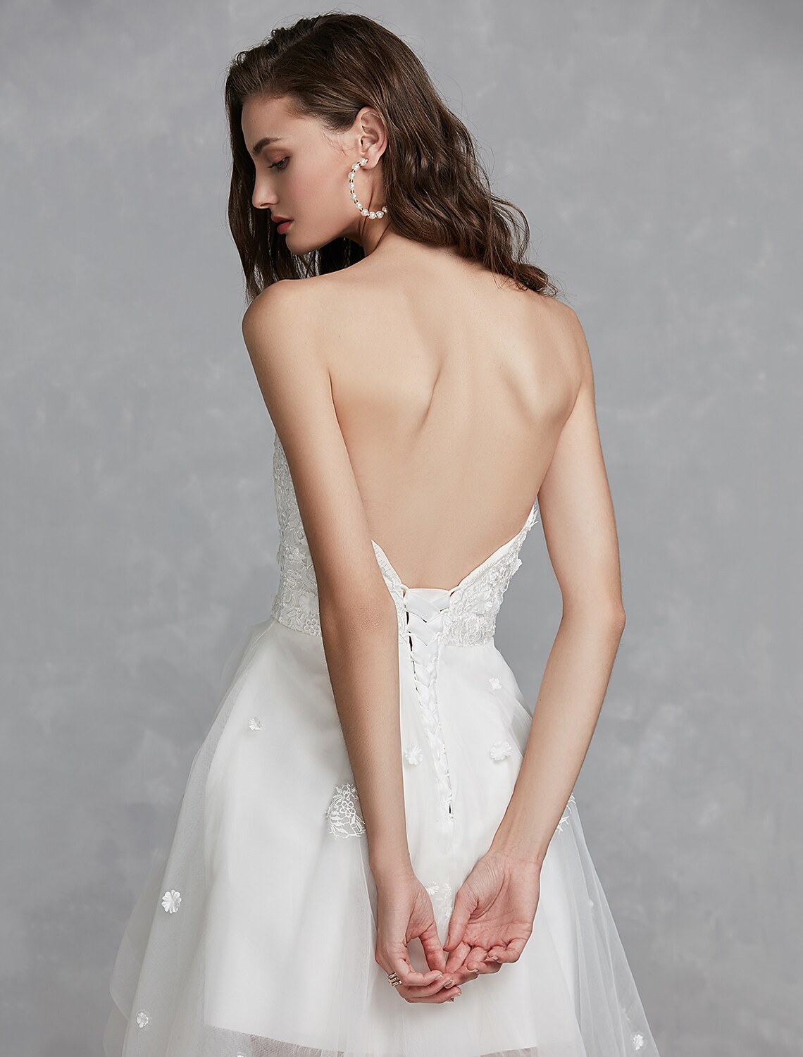 A-line Wedding Dresses Lace Bride Gowns Sweetheart Asymmetrical Lace Tulle With Flowers Boho Beach 2023 High Low Robe de Mariee