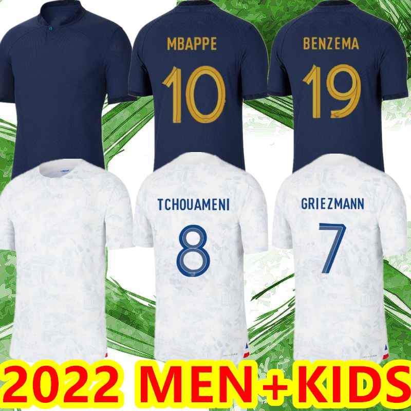 

2022 French BENZEMA MBAPPE Soccer Jersey 22/23 GRIEZMANN POGBA KANTE maillot foot kit top shirt DEMBELE KIMPEMBE VARANE SALIBA DIGNE GIROUD Football MEN kids set 888, 22 23 home patch