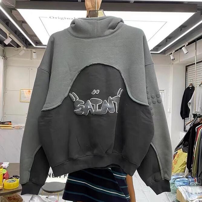 Foam Grey Purple Hoodie Plus Fleece Hoodies Men and Women Sweatshirts