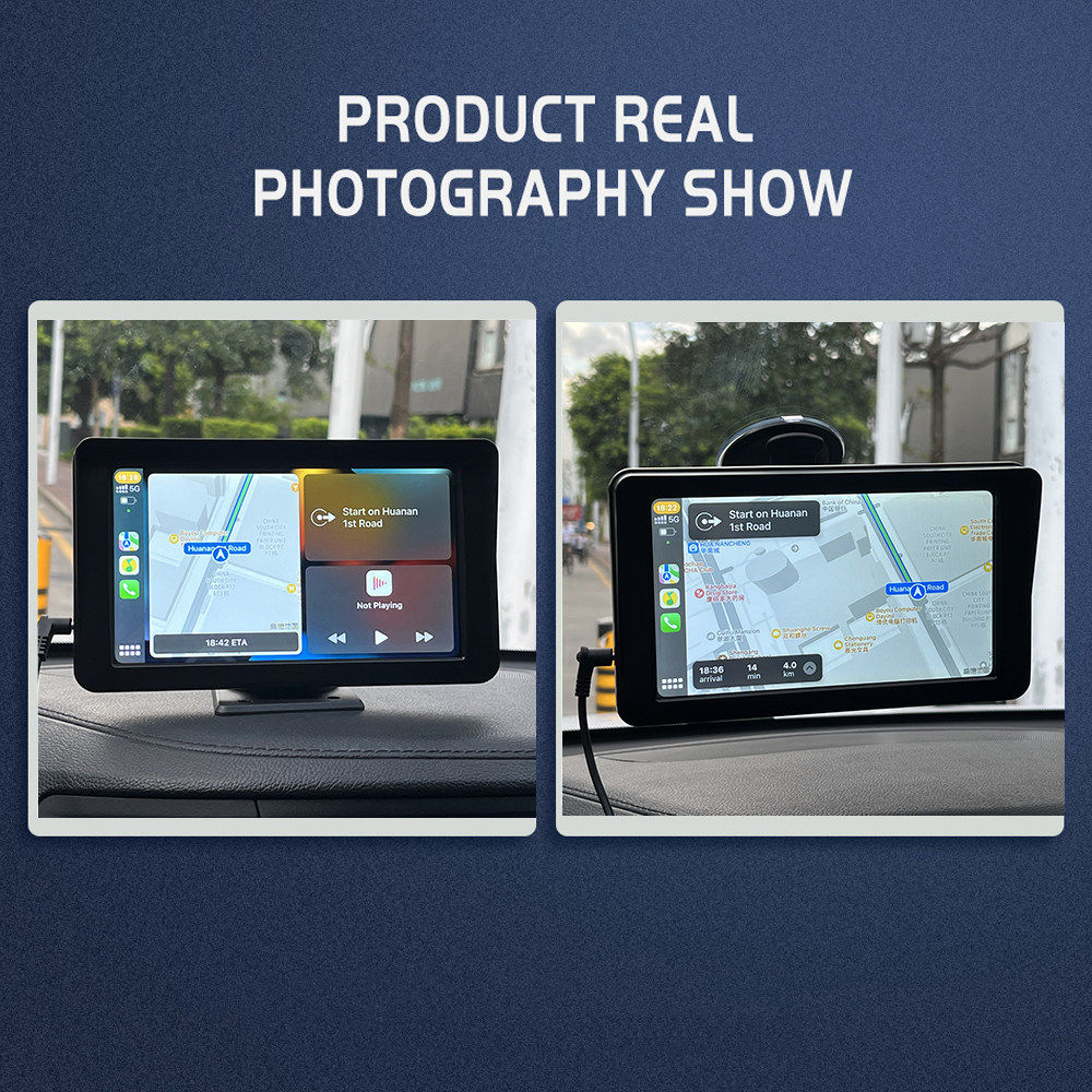 Universal 7 inch Car Video Wireless Carplay Map Navigator Android Auto IPS Screen Portable Display Navigation Reversing Video Mirror Link Radio