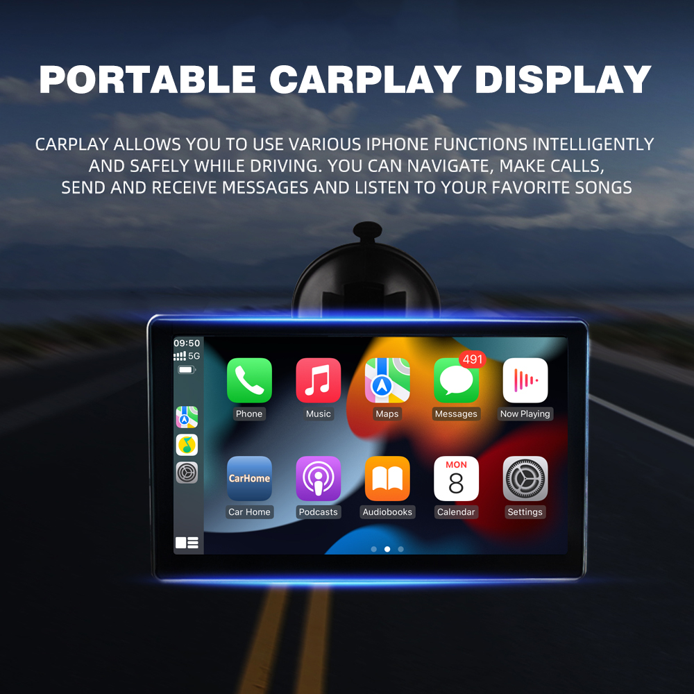 Universal 7 inch Car Video Wireless Carplay Map Navigator Android Auto IPS Screen Portable Display Navigation Reversing Video Mirror Link Radio