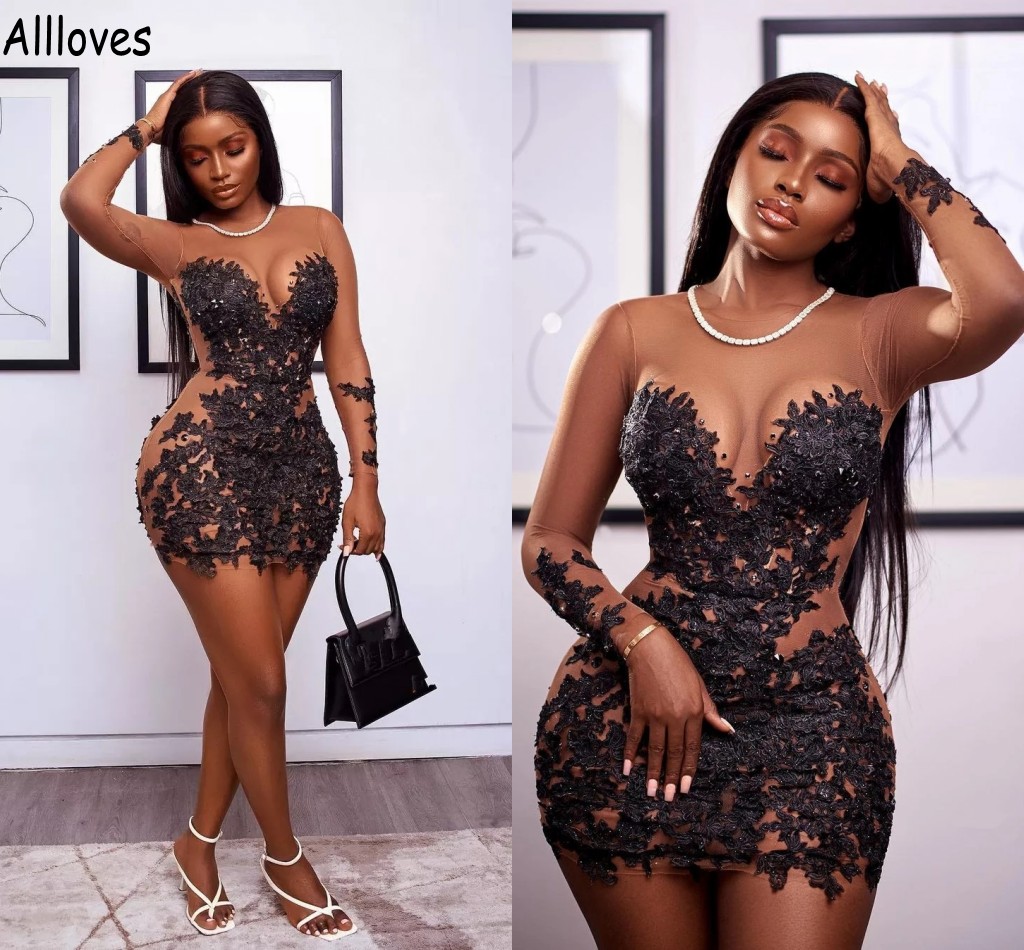 Black Sexy Lace Appliqued Cocktail Party Dresses With Sheer Neck Illusion Long Sleeves Formal Wear Mini Black Girls Short Prom Club Gowns Vestidos De Festa CL1269, Light sky blue
Black Sexy Lace Appliqued Cocktail Party Dresses With Sheer Neck Illusion Long Sleeves Formal Wear Mini Black Girls Short Prom Club Gowns Vestidos De Festa CL1269, Light sky blue