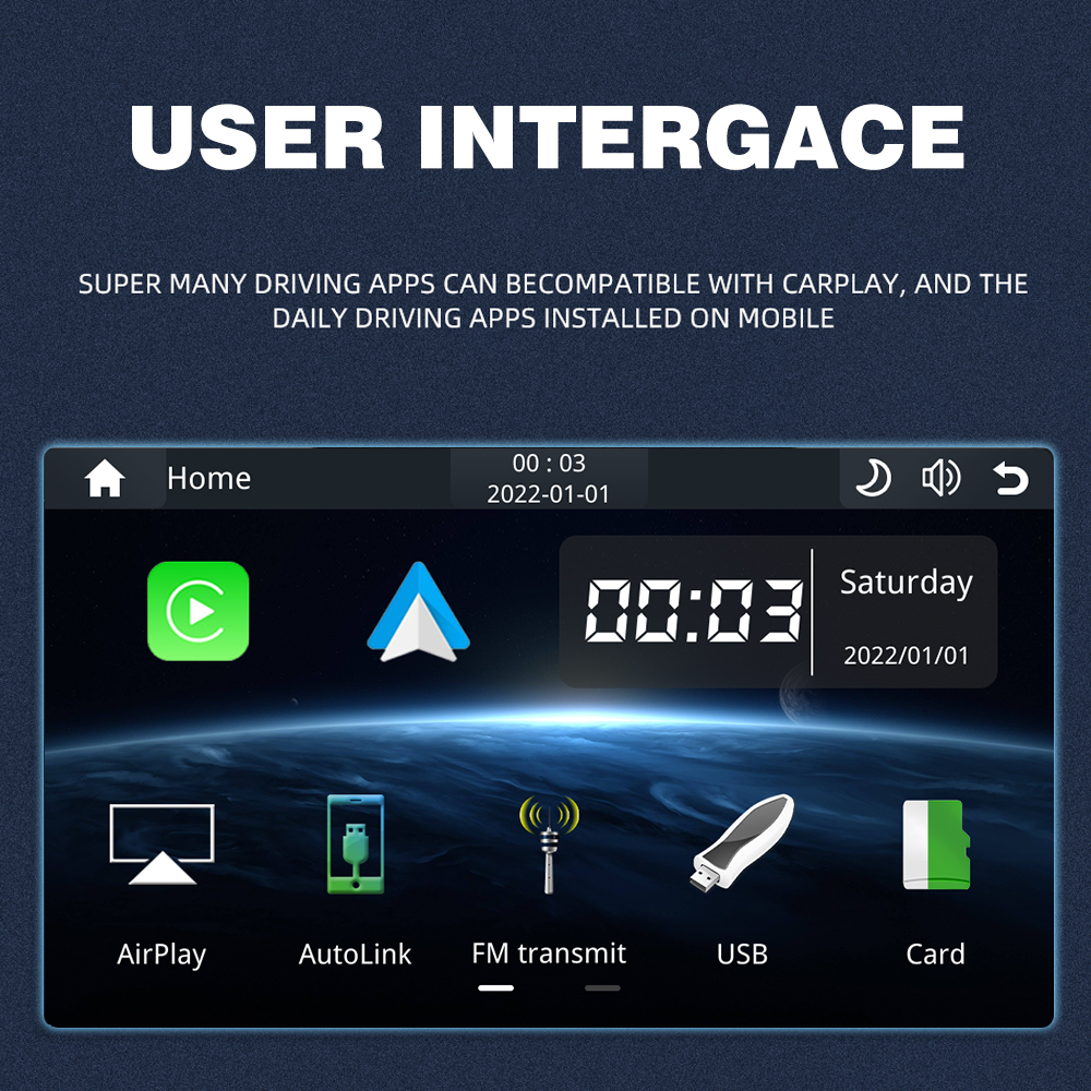 Universal 7 inch Car Video Wireless Carplay Map Navigator Android Auto IPS Screen Portable Display Navigation Reversing Video Mirror Link Radio
