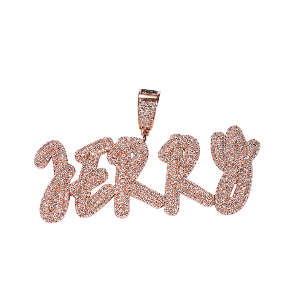 TopBling DIY A-Z Custom Name Letters Pendant Necklaces Shining Bling Colorful Zirconia For Men Women Gift with Twisted Rope Chain