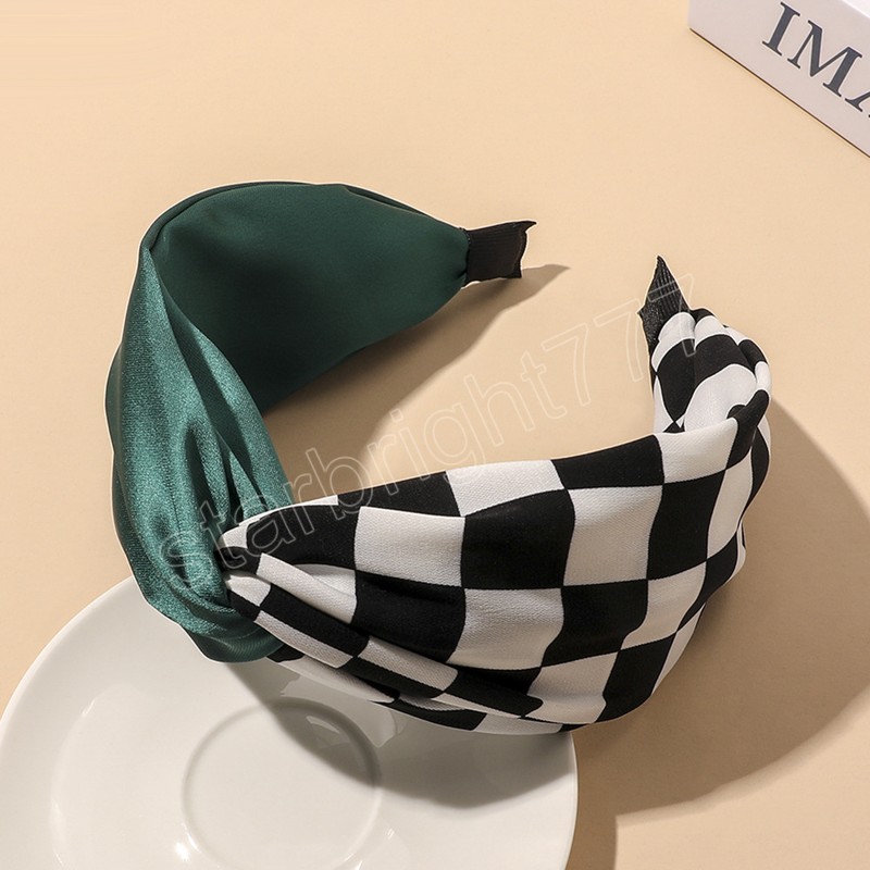 Korean Patchwork Headbands Womens Hair Bands Ribbon Hairband Green Head Band Hair Accessories for Women Girls