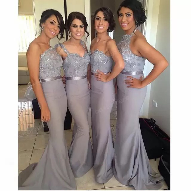 Big Discount Elegant Sweetheart Strapless Lace Beaded Mermaid Bridesmaid Formal Dresses Under