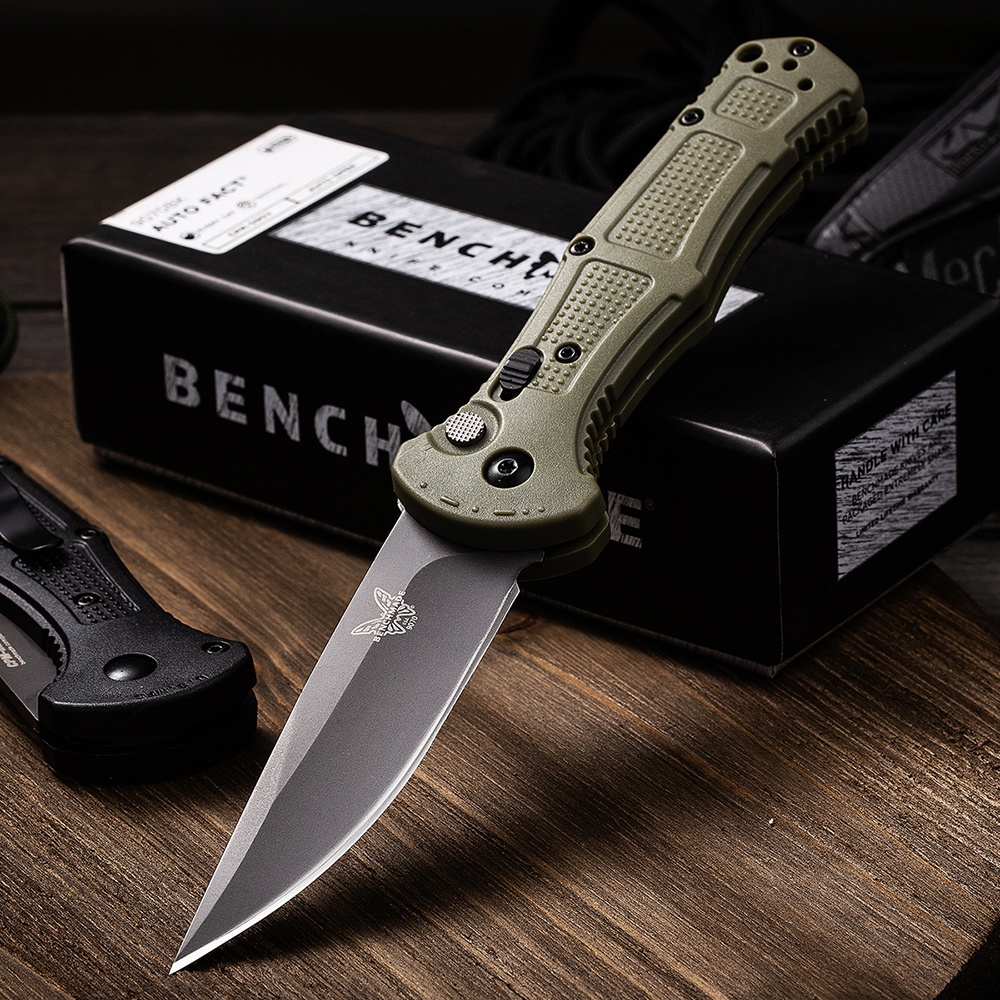 Benchmade 9070BK-1 Claymore AUTO Folding Knife 3.6" CPM-D2 Cobalt Black Plain Blade Ranger Green Grivory Handles Outdoor Camping Knife
Benchmade 9070BK-1 Claymore AUTO Folding Knife 3.6" CPM-D2 Cobalt Black Plain Blade Ranger Green Grivory Handles Outdoor Camping Knife