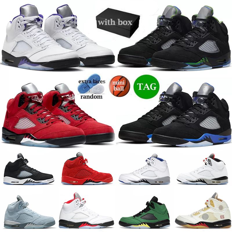 with box Basketball shoes for men Jumpman 5 5s Concord Green Bean Racer Blue Raging Red What the Stealth 2.0 Shattered Backboard Moonlight mens sports sneakers 40-47