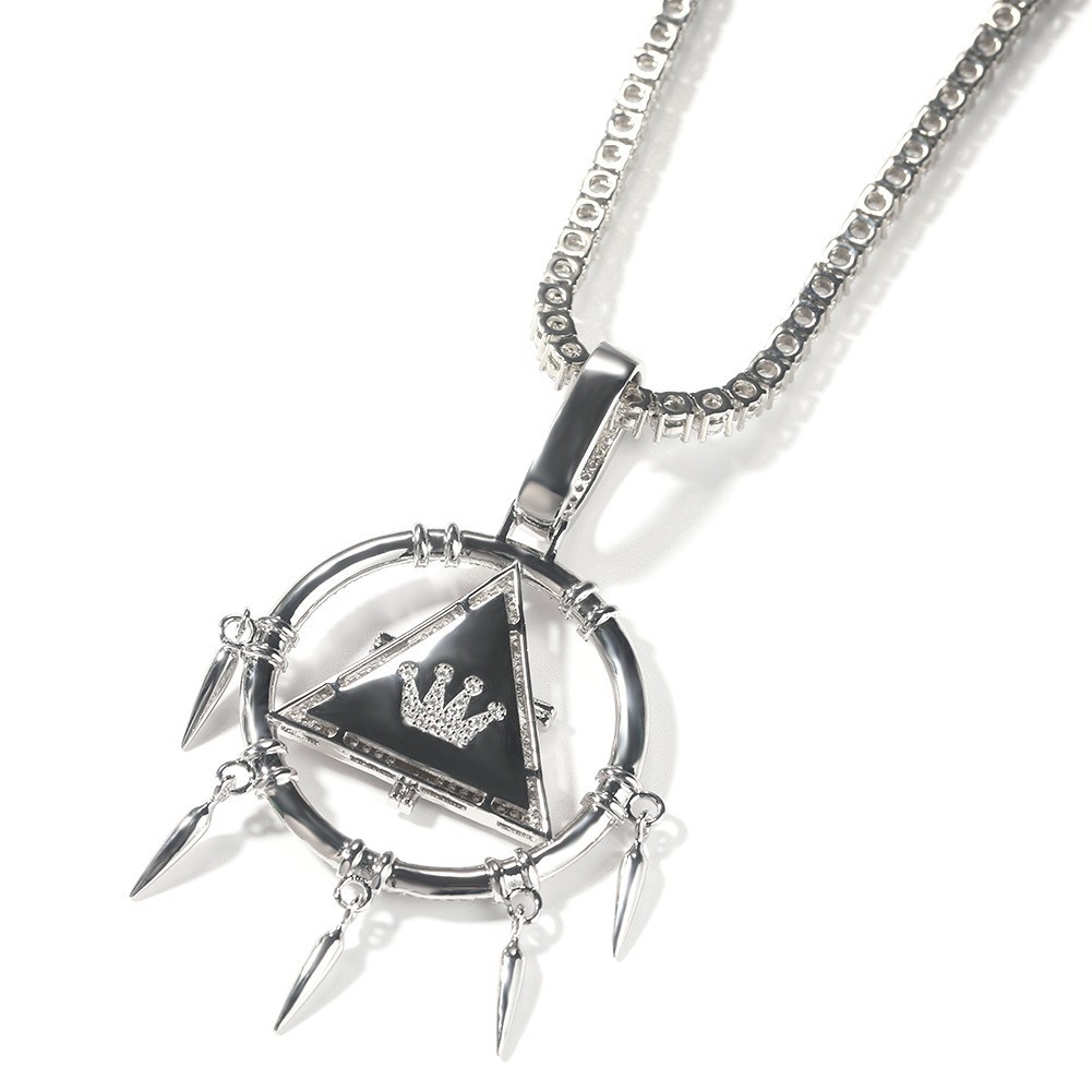 Hip Hop Geometric Pendant Necklace TopBling Zircon Real White Gold Plated Jewelry