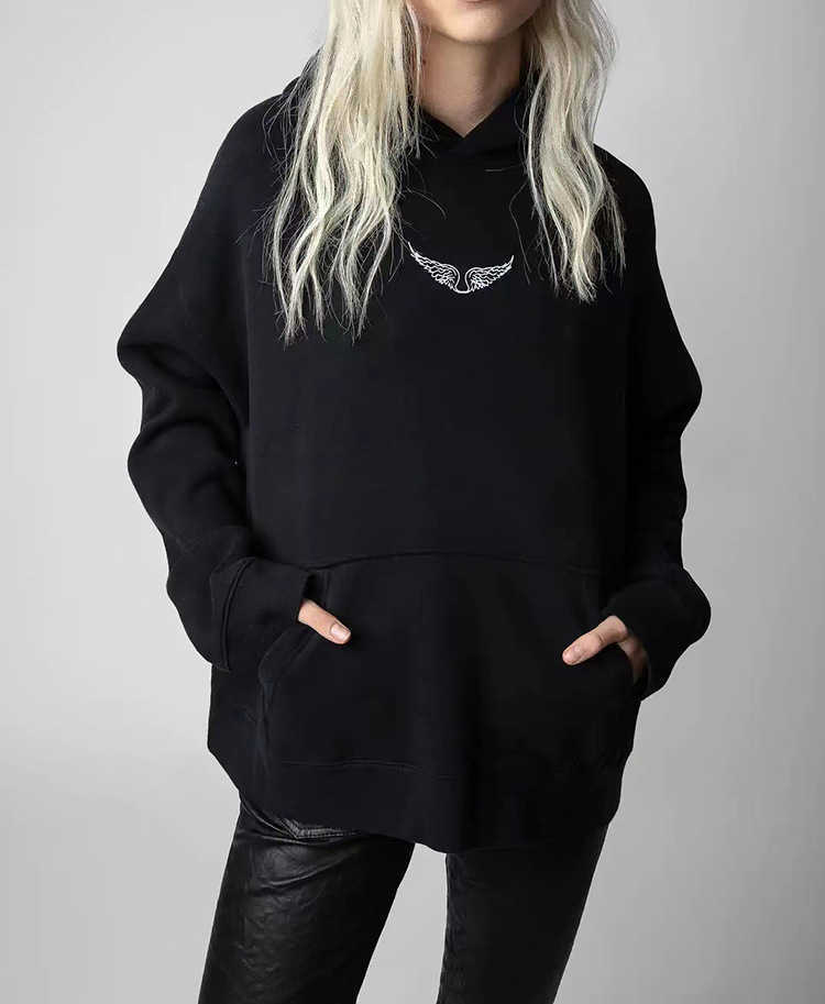 23ss Zadig Voltaire Women Designer Cotton Fashion Hooded Sweatshirt New Zv White Ink Digital Print Sweatshirt Girl Rose Hot Drill Hooded Sweater, Black
23ss Zadig Voltaire Women Designer Cotton Fashion Hooded Sweatshirt New Zv White Ink Digital Print Sweatshirt Girl Rose Hot Drill Hooded Sweater, Black