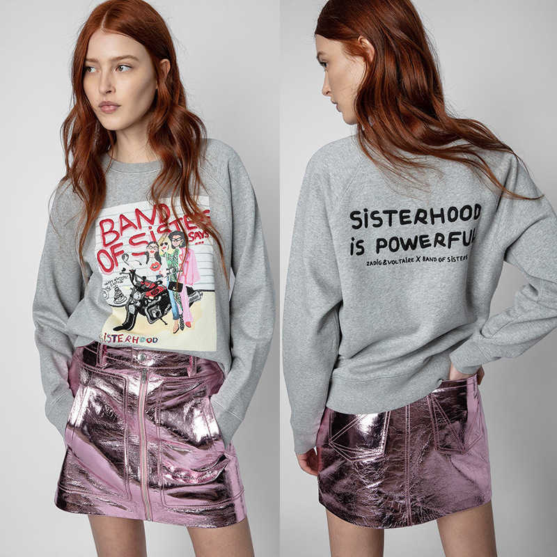 Zadig Voltaire Embroidered Designer Sweatshirt Sisters Riding Motorcycles Print Pullover Hoodie Fleece Cotton Warm Sweater, Gray
Zadig Voltaire Embroidered Designer Sweatshirt Sisters Riding Motorcycles Print Pullover Hoodie Fleece Cotton Warm Sweater, Gray