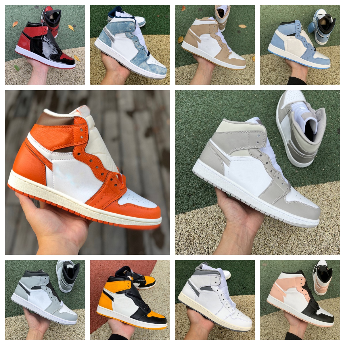 Jumpman 1 1s High OG Basketball Shoes Mens Women Denim Linen Tan Gum Starfish Patent Bred Bleached Coral University Blue Hyper Royal Dark Mocha Twist Seafoam Sneakers, Bubble package bag
Jumpman 1 1s High OG Basketball Shoes Mens Women Denim Linen Tan Gum Starfish Patent Bred Bleached Coral University Blue Hyper Royal Dark Mocha Twist Seafoam Sneakers, Bubble package bag