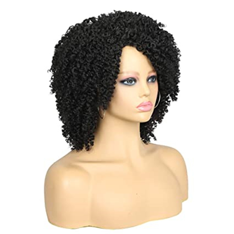 Short Kinky Curly human hair Wigs Black Side Part Wig Afro Curl natural Full Wigs for Women150% soft and comfortable Diva1