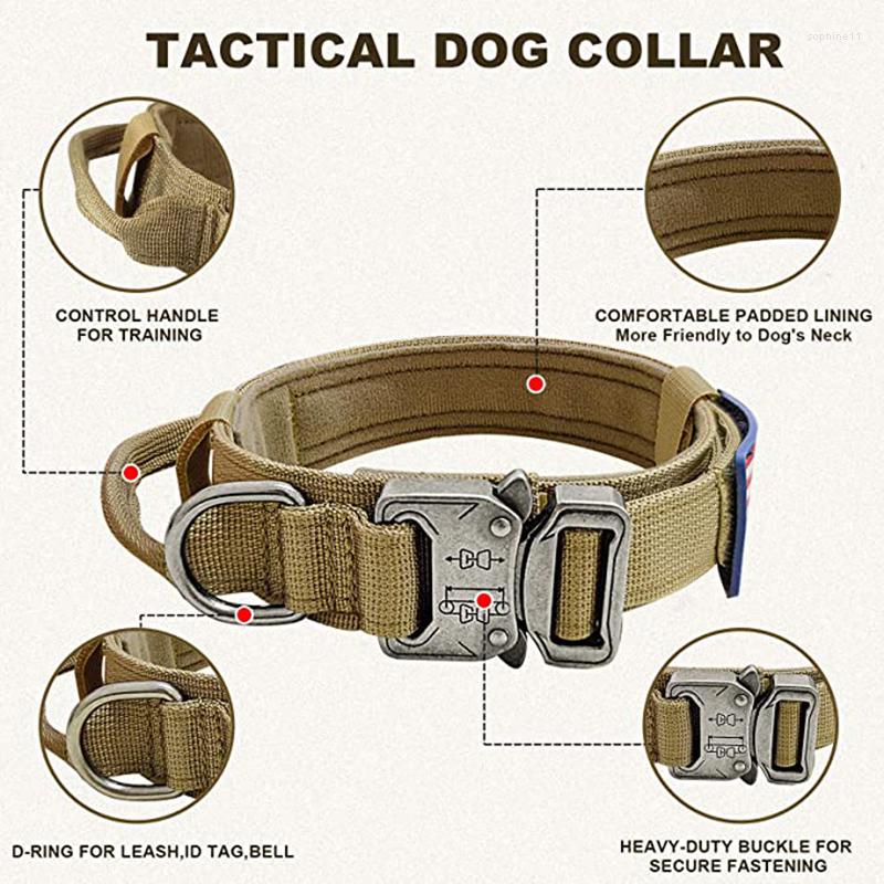 Update Adjustable Military Tactical Dog Collar With Control Handle - Durable Nylon Medium Large Dogs German Shepherds Ideal For Walking And Training
