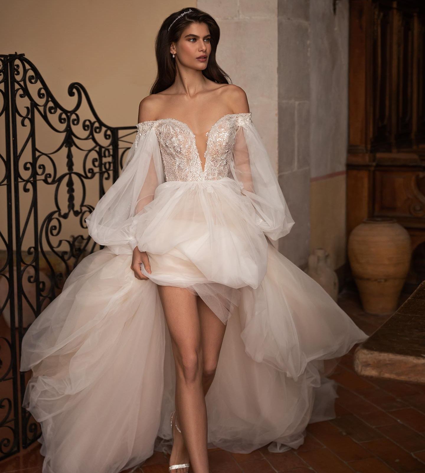 Eva Lendel 2023 Lace Wedding Dress Appliqued Bohemian Off The Shoulder Long Sleeve Bridal Gowns Beaded Boho Tulle vestido de novia