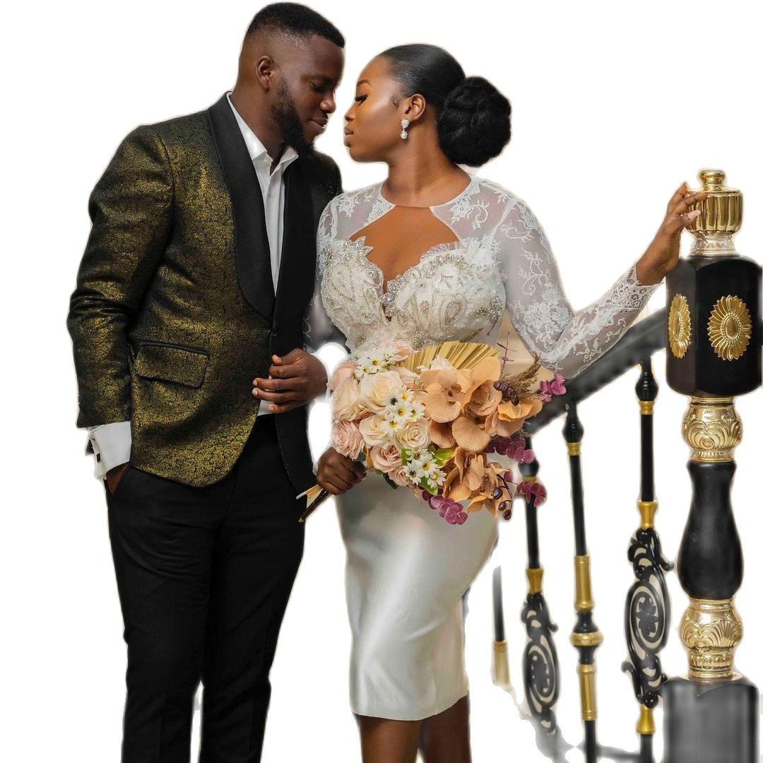 Elegant Lace Mother Of The Bride Dresses Designed Illusion Full Sleeve Fashion Knee Length Arabic Evening Gown Custom Made