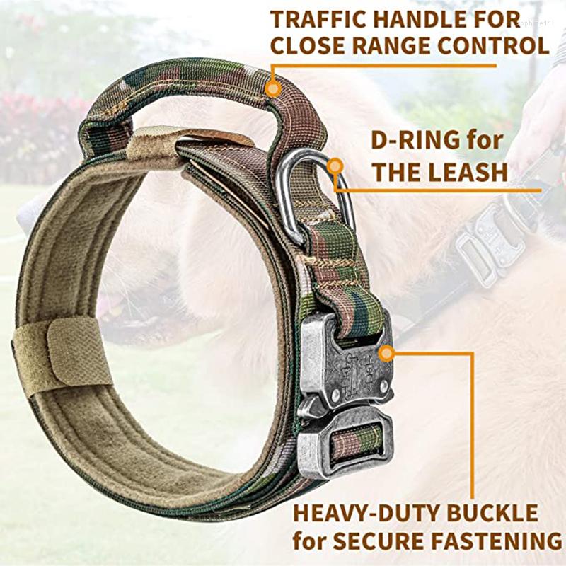Update Adjustable Military Tactical Dog Collar With Control Handle - Durable Nylon Medium Large Dogs German Shepherds Ideal For Walking And Training