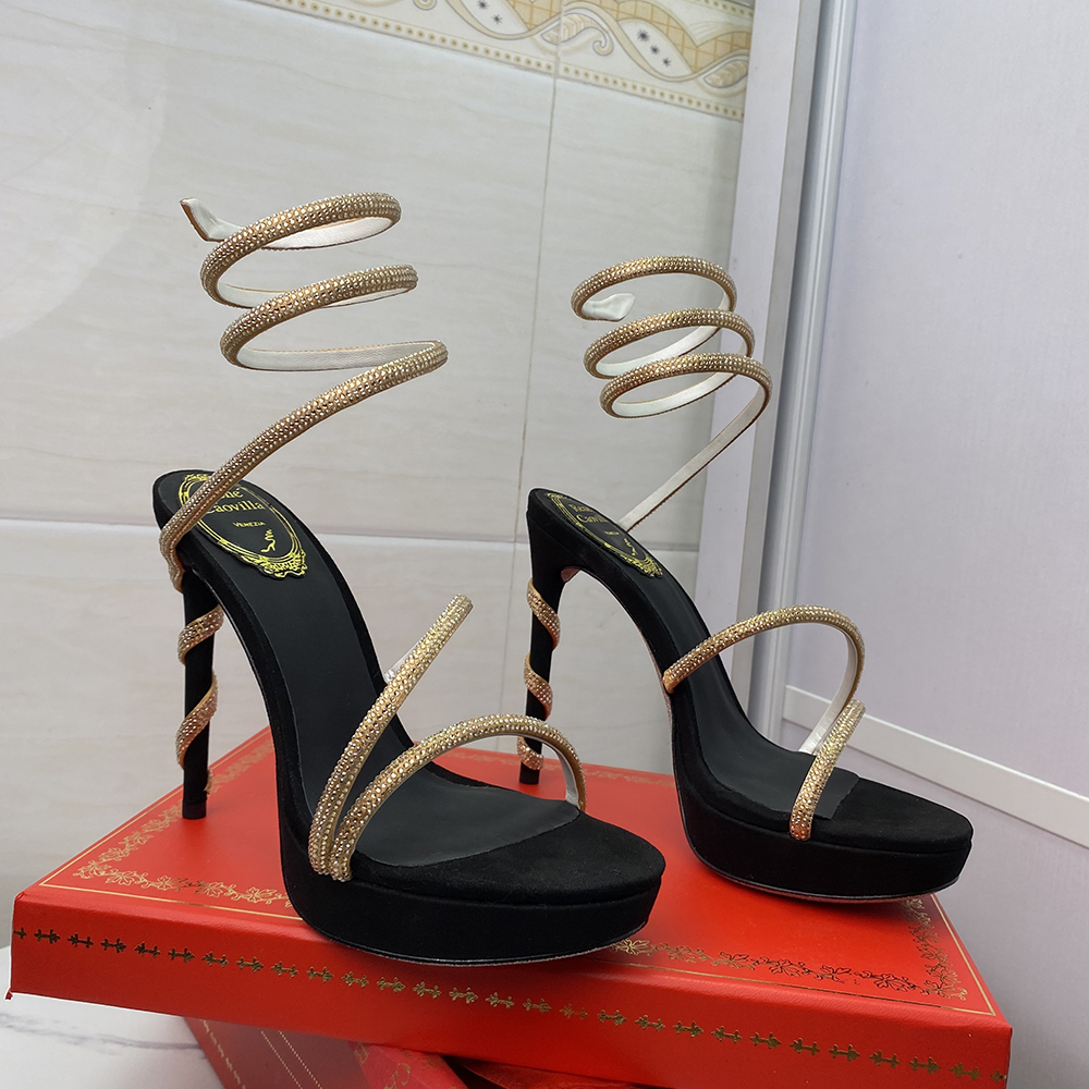 Designers Heels Platform Sandals Womens Dress Shoes High Heeled Ankle Wraparound Shoe Embellished Snake sexy Strass Stiletto 12cm Luxury factory with box, Black
Designers Heels Platform Sandals Womens Dress Shoes High Heeled Ankle Wraparound Shoe Embellished Snake sexy Strass Stiletto 12cm Luxury factory with box, Black