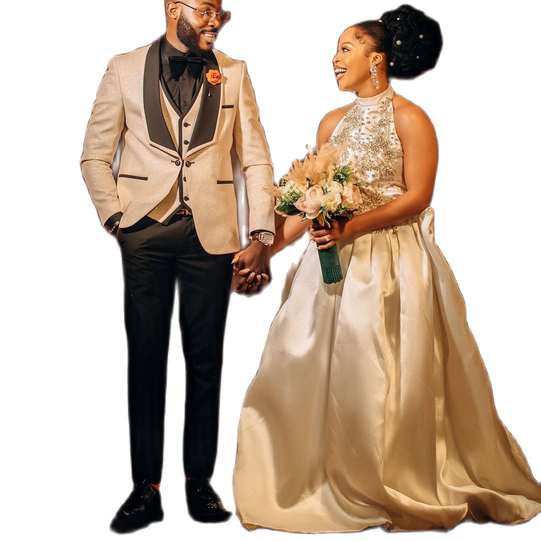 Sexy Halter A Line Wedding Dresses Sleeveless Crystal Beads Bridal Gown Plus Size Marriage Floor Length Arabic Aso Ebi