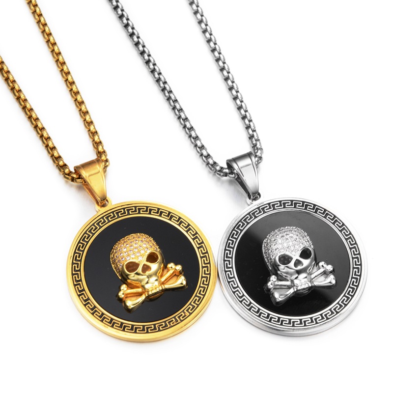 mens womens hip hop stainless steel pendant necklaces round skull 18K gold nightclub bar party jewelry long chain necklace
mens womens hip hop stainless steel pendant necklaces round skull 18K gold nightclub bar party jewelry long chain necklace