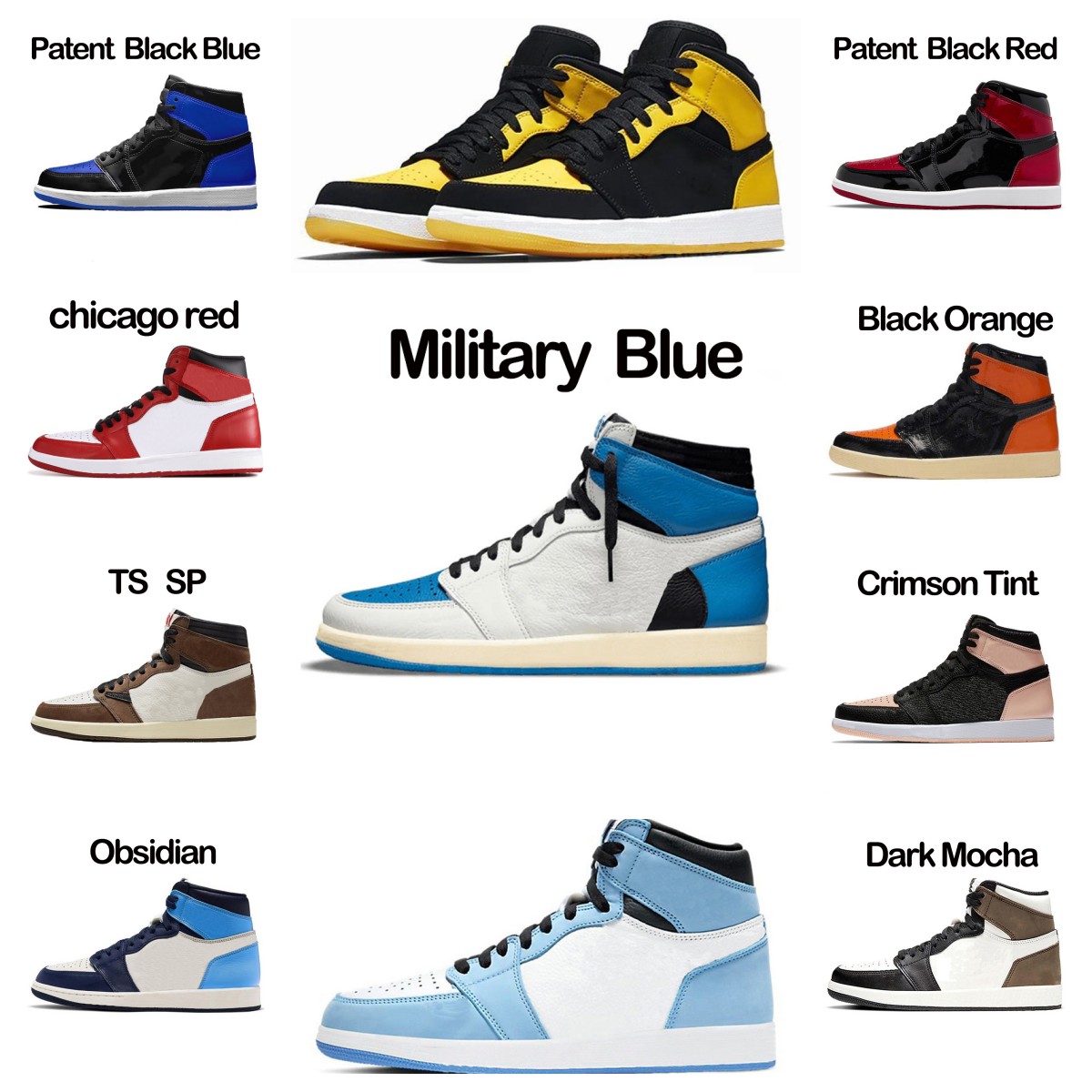 Jumpman 1 Basketball shoes Men 1S University Blue Hyper Royal Patent Panda OG dark Mocha bred shadow UNC Smoke Grey Women Sports Sneakers trainers Eur 36-47