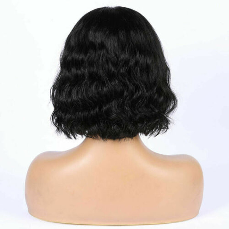 Natural wave bob full lace human hair wigs 360 pre plucked hd transparent silk topper closure frontal wig 12inch 150% natural color unprocessed
