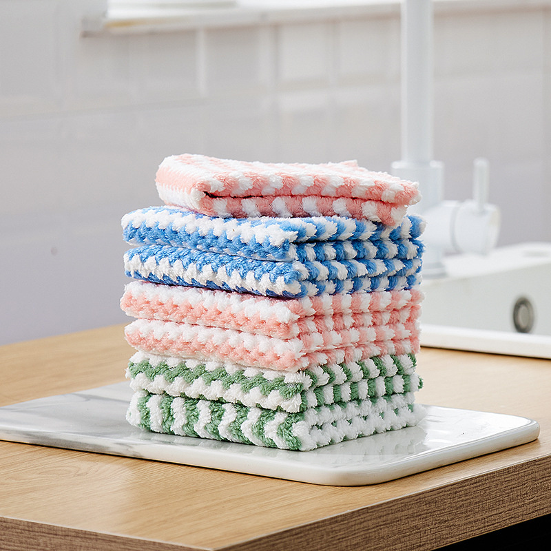 Kitchen Cleaning Rag Cloths Dishcloth Household Microfiber Non-stick Oil Table Cleaning Wipe Cloth Scouring Pad