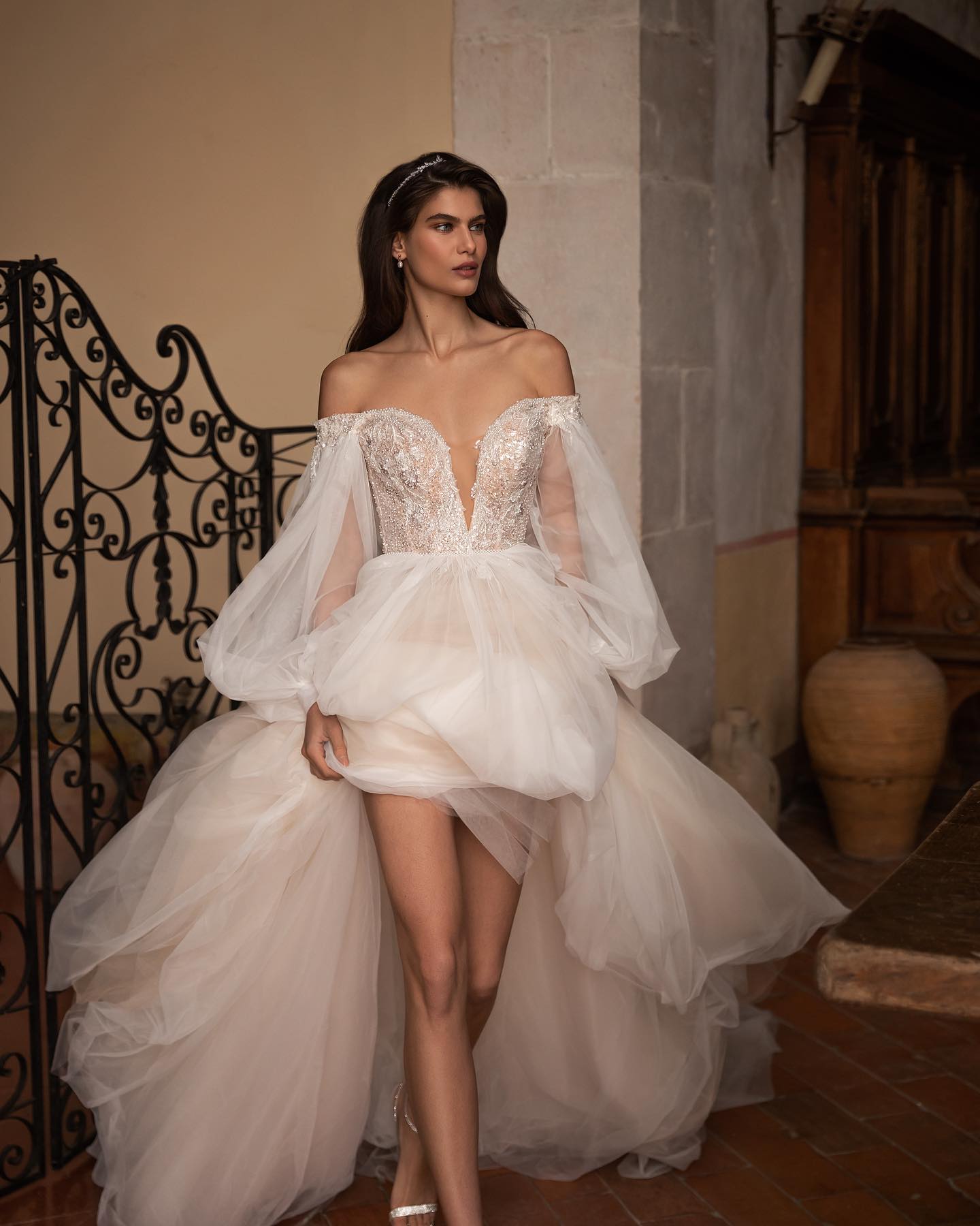 Eva Lendel 2023 Lace Wedding Dress Appliqued Bohemian Off The Shoulder Long Sleeve Bridal Gowns Beaded Boho Tulle vestido de novia